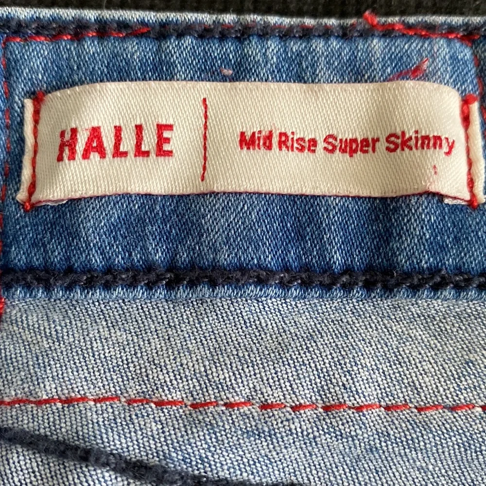 True Religion Halle Mid Rise Super Skinny Stretch no flap Midnight Frost wash - Picture 13 of 16